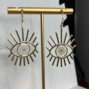 Real Pressed Flower Evil Eye Earrings